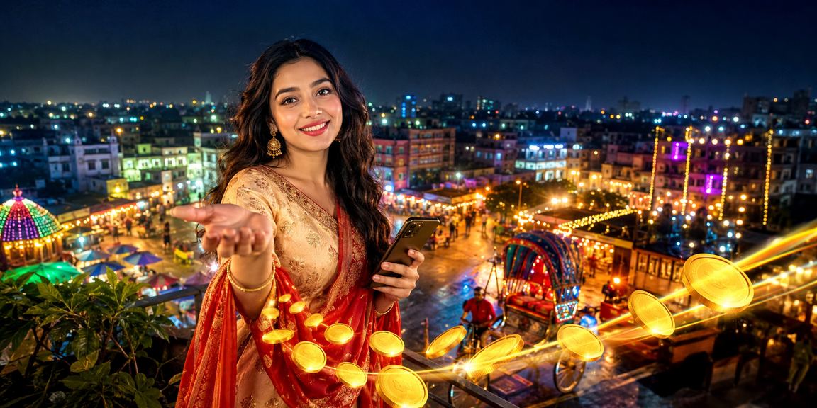 ঢাকায় মোবাইল পেমেন্টে রাতের বাজারের দৃশ্য